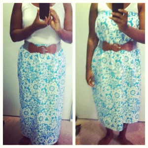 Blue floral maxi skirt/dress